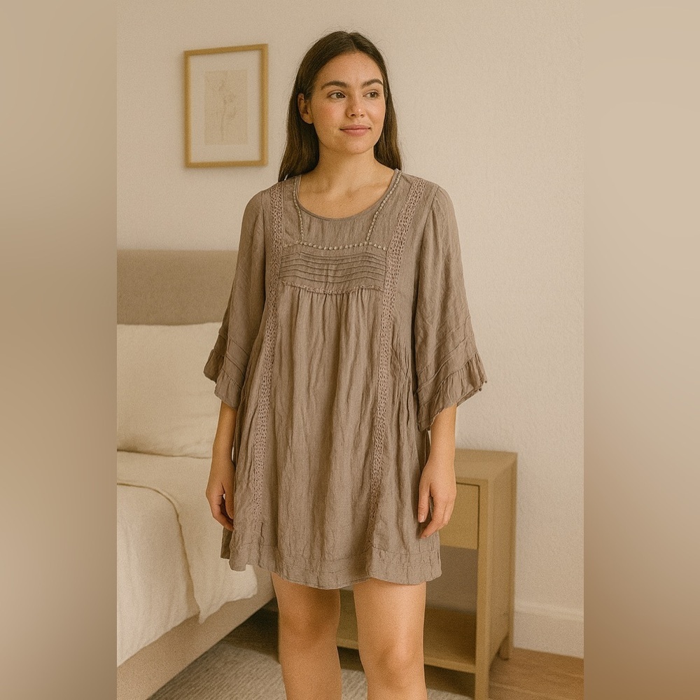 kori america beige lace bohemian dress size small